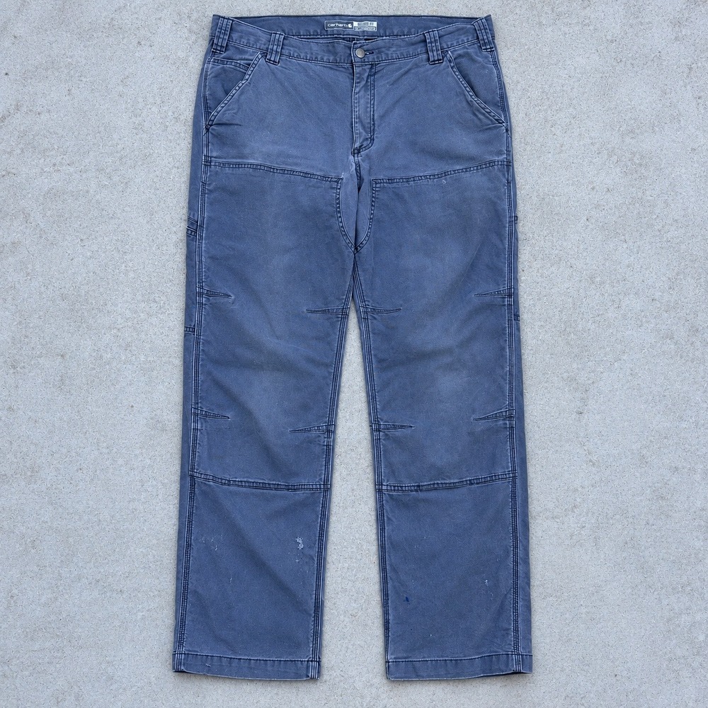 Carhartt Double Knee Work Pants 36x30 Faded Navy Blue Canvas Vintage